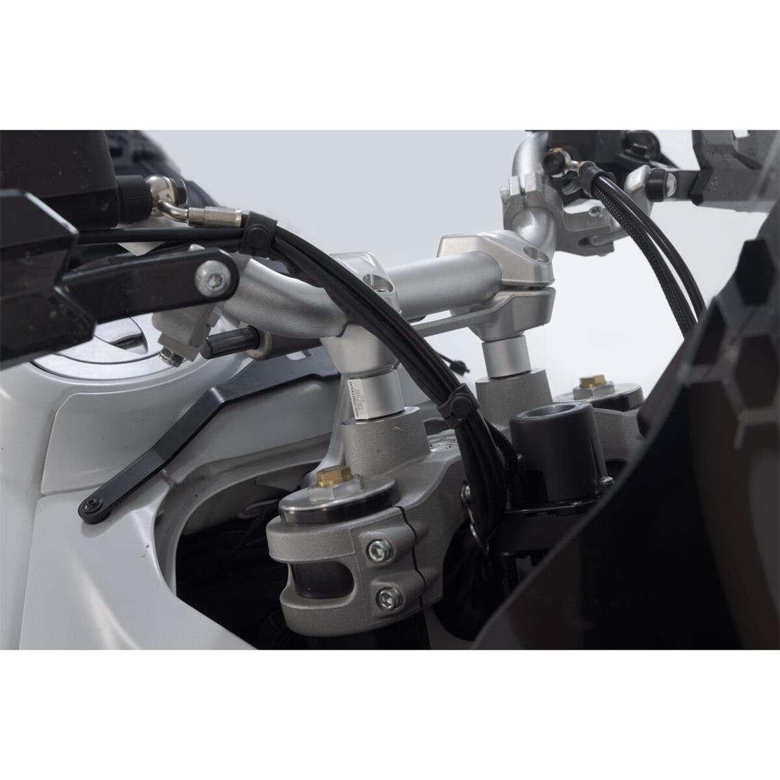 HANDLEBAR BAR RISER SW MOTECH 28MM HANDLEBARS SILVER DUCATI DESERT X 22-ON