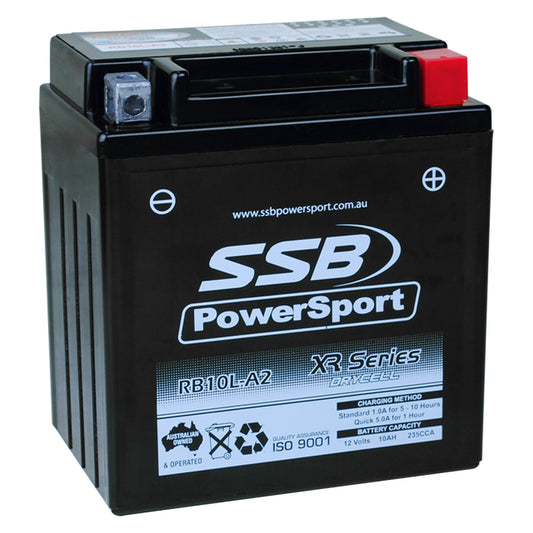 MOTORCYCLE AND POWERSPORTS BATTERY (YB10L-A2) AGM 12V 10AH 235CCA BY SSB HIGH PERFORMANCE