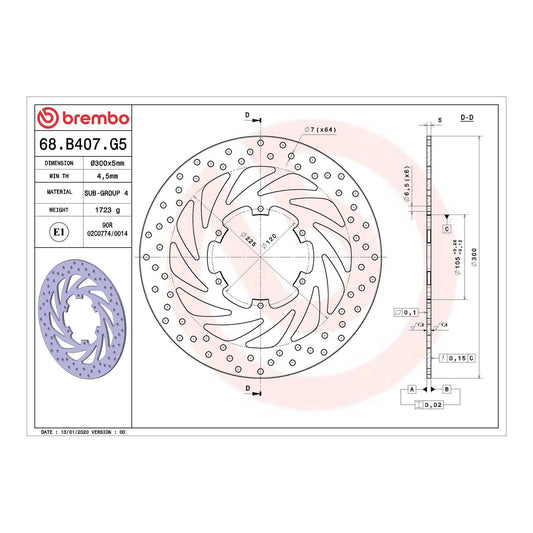 Brembo Prime Serie Oro Front Brake Disc 68B407G5