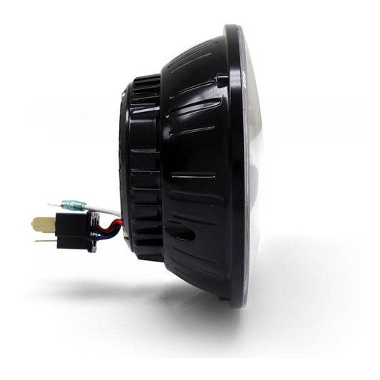 Denali M5 E-Mark LED Headlight Module, 5.75 Round, Black Chrome