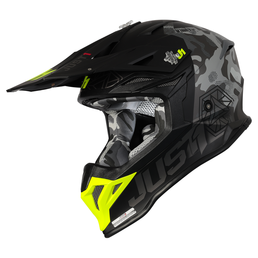JUST1 J39 Kinetic Grey Camo Fluro Yellow/Red/ Black Matt Helmet