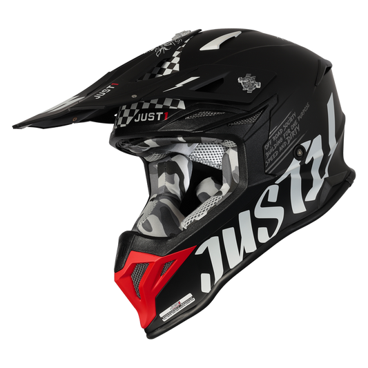 JUST1 J39 Rock Grey Camo Fluro Red/White/Black Matt Helmet