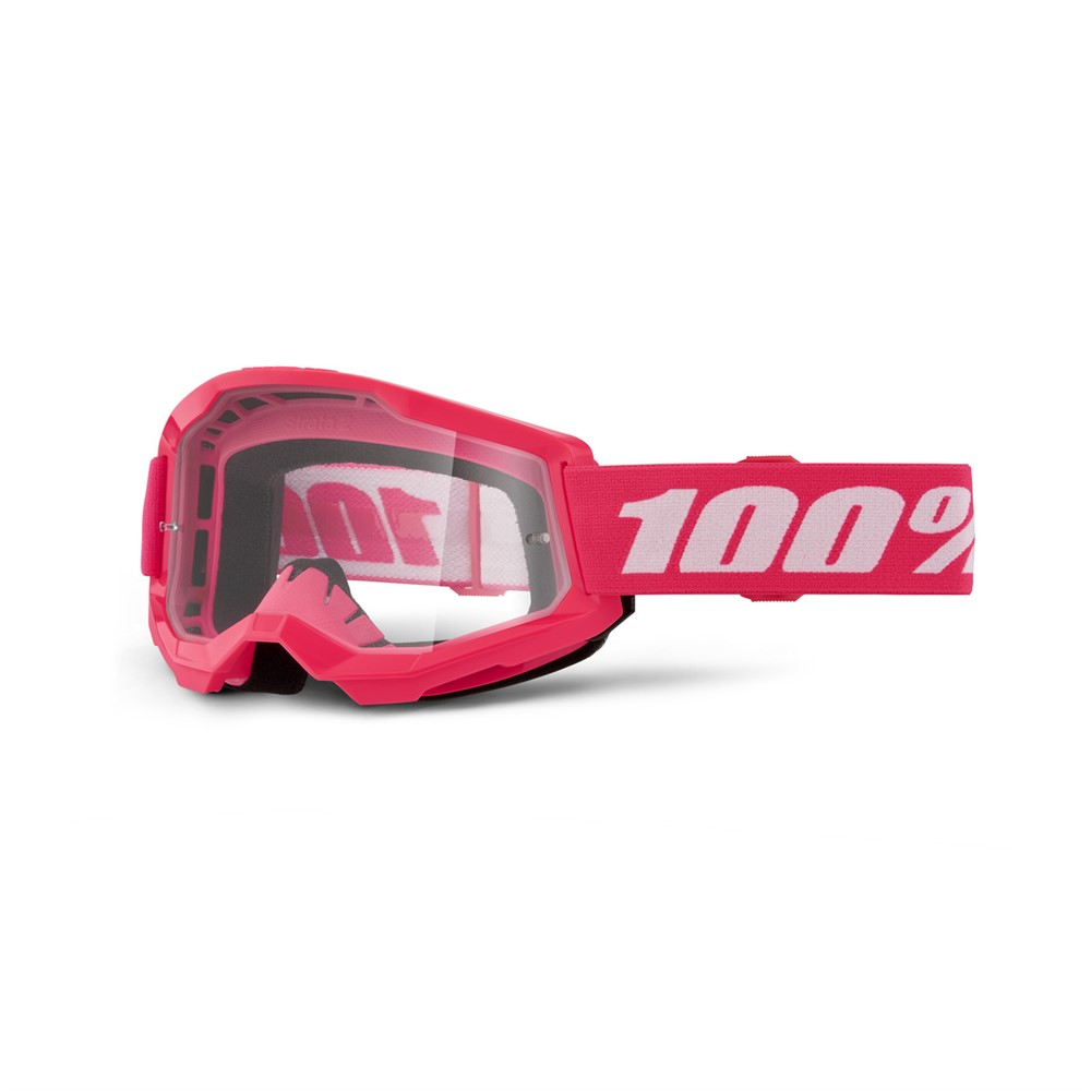 100% Strata 2 Moto Goggle Pink - Clear Lens
