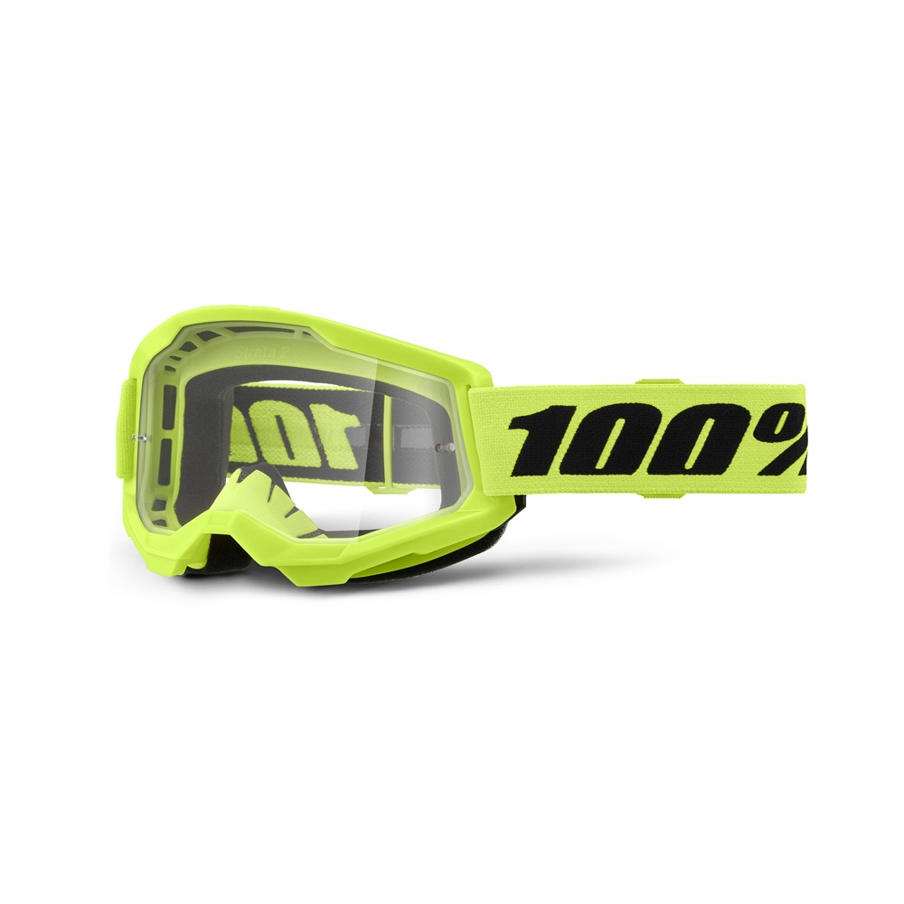 100% Strata 2 Youth Goggle Neon Yellow - Clear Len
