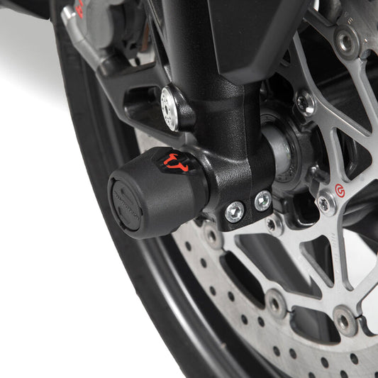FRONT AXLE SLIDER KIT SW MOTECH SUZUKI DL1000 V-STROM 14-19 DL1050 V-STROM 19-ON YAMAHA MT-10 16-ON