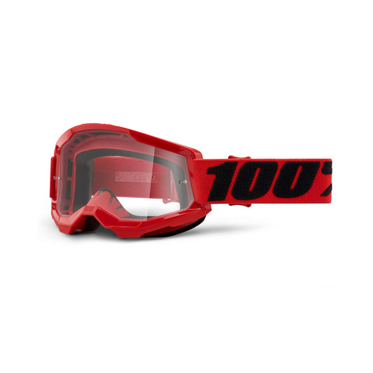 100% Strata 2 Moto Goggle Red - Clear Lens