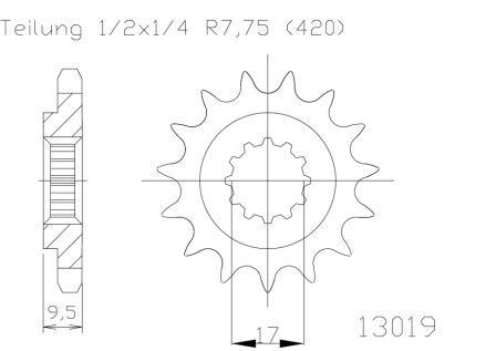 SPROCKET FRONT MOTO-MASTER GAS GAS MC65 21-23 HUSQVARNA CR65 12-14  TC65 17-23 KTM 65SX 98-23 13T