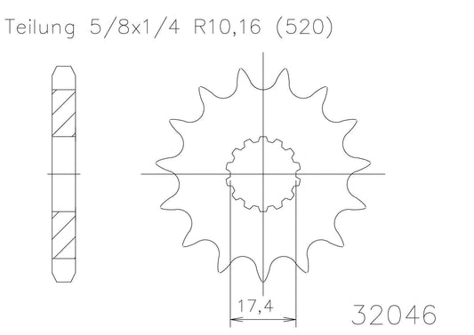 SPROCKET FRONT MOTO MASTER MADE IN HOLLAND GAS GAS EC125 03-15 YAMAHA YZ125 87-04 WR200 91-92 12T