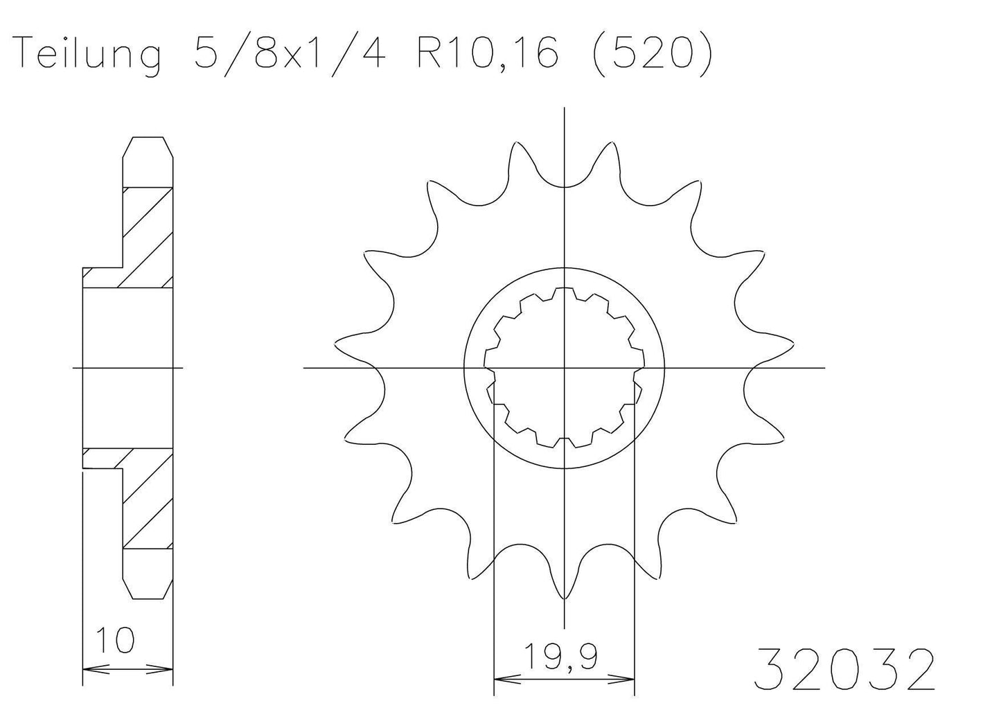 SPROCKET FRONT MOTO MASTER MADE IN HOLLAND SUZUKI RM125 81-10 RMZ250 07-12 14T