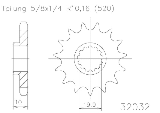 SPROCKET FRONT MOTO MASTER MADE IN HOLLAND SUZUKI RM125 81-10 RMZ250 07-12 14T