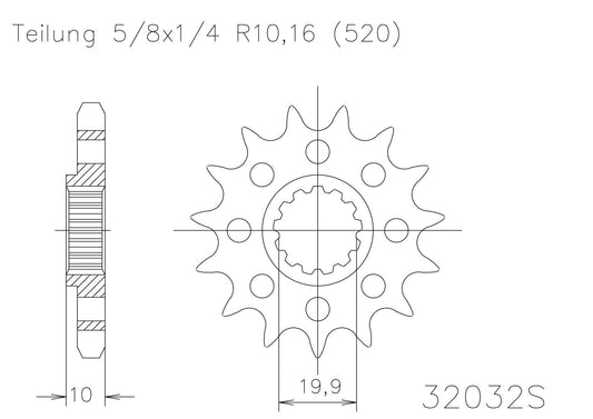 SPROCKET FRONT MOTO MASTER KLX400 RMX250 RM250 DR200 DR200 DR250 DR350 DRZ250 DRZ400 14T