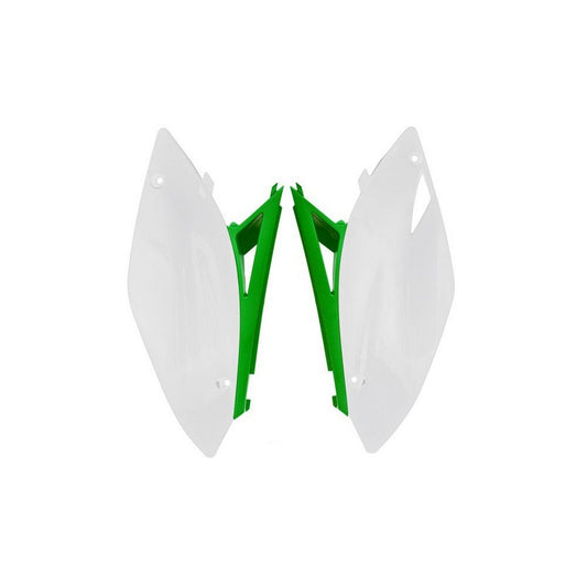 SIDE PANELS RTECH WHITE GREEN KAWASAKI KX250F 09-12 KX450F 09-11