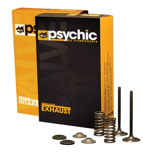INLET VALVE KIT PSYCHIC MX INCLUDES 2 VALVES, 2 SPRINGS, RETAINERS & SEATS KAWASAKI KX250F 11-16