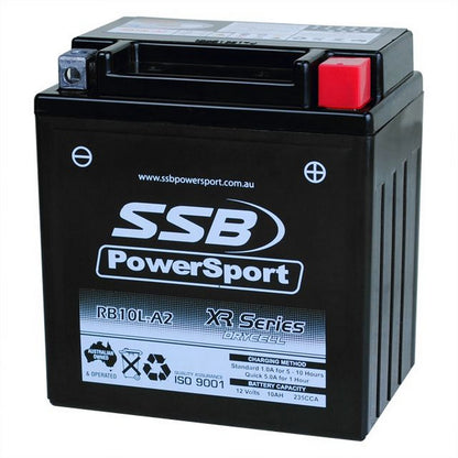 MOTORCYCLE AND POWERSPORTS BATTERY (YB10L-A2) AGM 12V 10AH 235CCA BY SSB HIGH PERFORMANCE