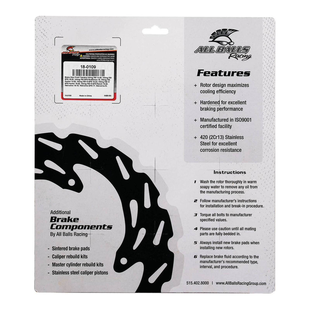 Brake Disc Front / Rear 18-0109