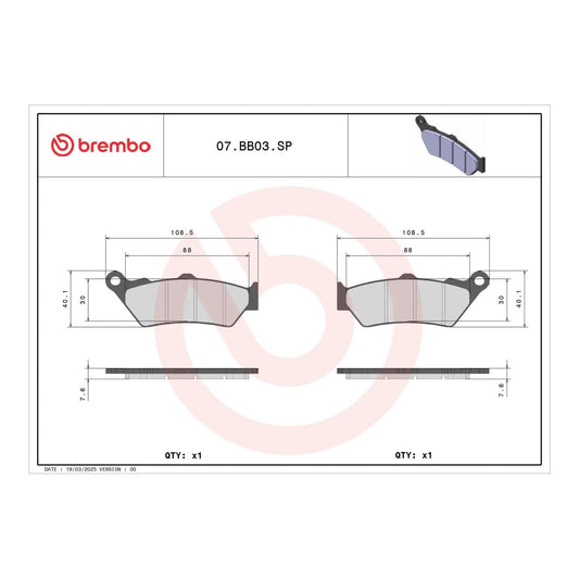 Brembo Prime Sinter Rear Brake Pads 07BB03SP