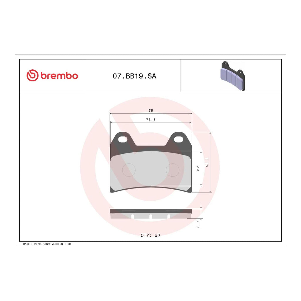 Brembo Prime Sinter Front Brake Pads 07BB19SA