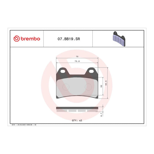 Brembo Xtra Sinter Front Brake Pads 07BB19SR