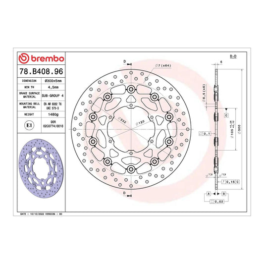 Brembo Prime Serie Oro Front Brake Disc 78B40896