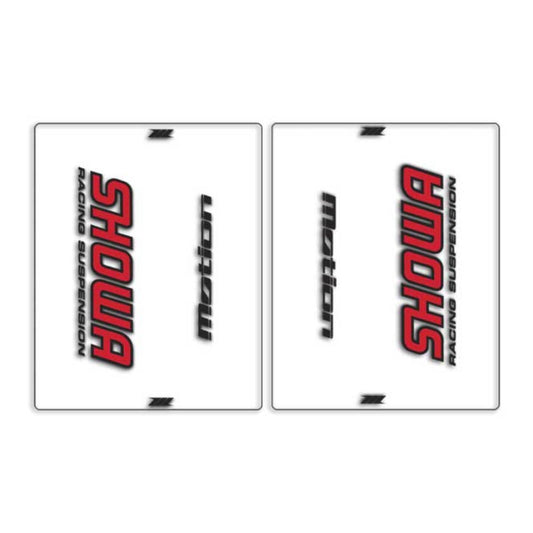 DRC Motion Front Fork Outer Decals - Showa (Clear / Red / Black)