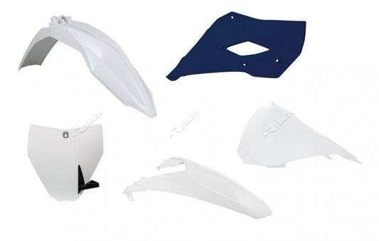 PLASTIC KIT RTECH HUSQVARNA FRONT &REAR FENDERS SIDEPANELS &RADIATOR SHROUDS &FRONT NUMBERPLATE TC85