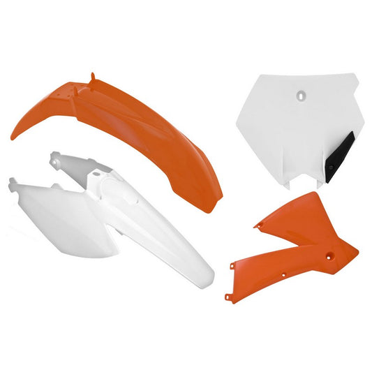 PLASTICS KIT RTECH FRONT &REAR FENDERS SIDEPANELS &RADIATOR SHROUDS &FRONT NUMBERPLATE KTM85SX