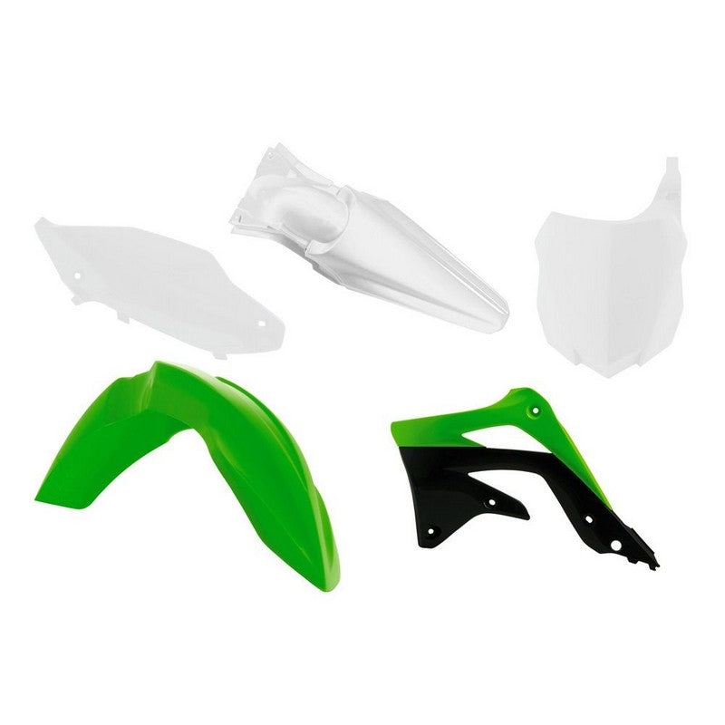 PLASTIC KIT RTECH FRONT &REAR FENDERS SIDEPANELS &RADIATOR SHROUDS&FRONT NUMBERPLATE KAWASAKI KX450F