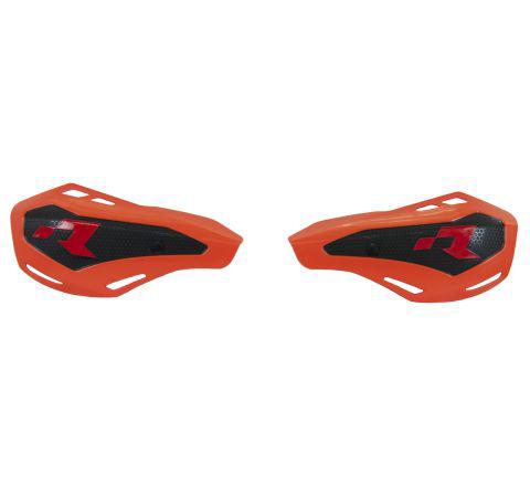 HANDGUARDS RTECH OFFROAD HP1 VENTILATED 2 MOUNTING KITS MOUNTS TO HANDLEBARS OR LEVERS NEON ORANGE