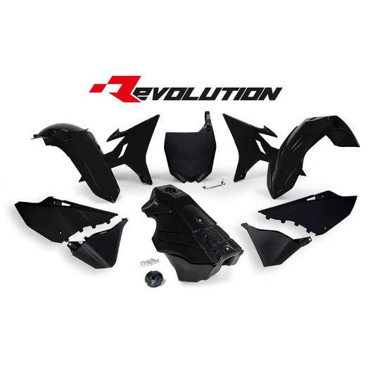 REVOLUTION PLASTICS KIT YAMAHA YZ125 YZ250 YZ250X 02-21 BLACK