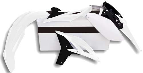 PLASTICS KIT RTECH FRONT&REAR FENDERS SIDEPANELS &RADIATOR SHROUDS WHITE & BLACK YZ250F 10-13