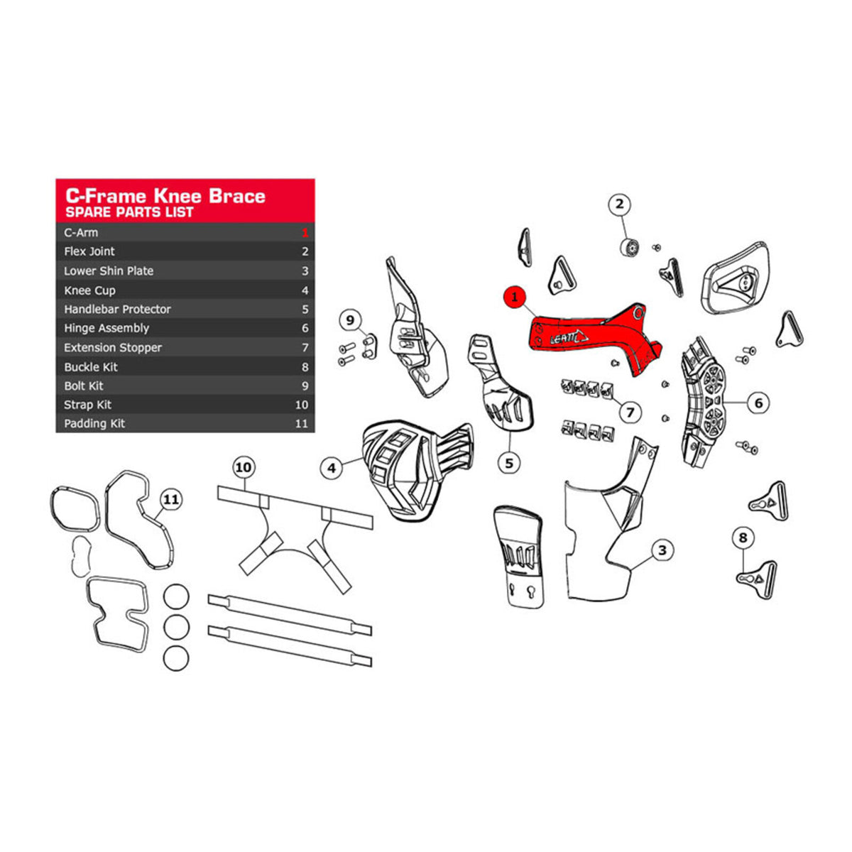 Leatt C-Frame C-Arm Aluminium - Forged Right