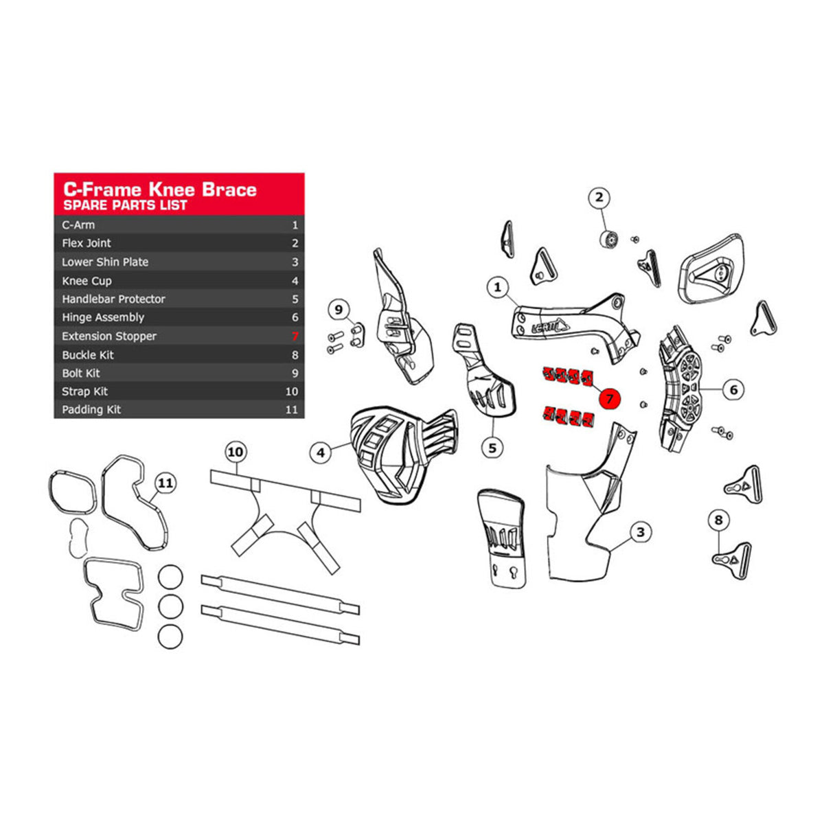 Leatt Extension Stopper Kit C-Frame Pro - Carbon Pair