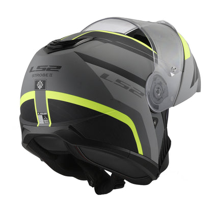 LS2 FF908 Strobe II Monza Flip Front Helmets - Matte Black / Hi-Vis Yellow 06