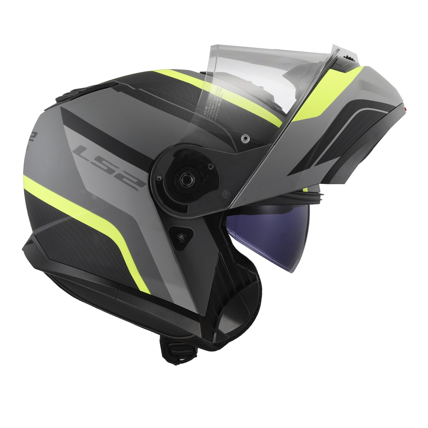 LS2 FF908 Strobe II Monza Flip Front Helmets - Matte Black / Hi-Vis Yellow 06