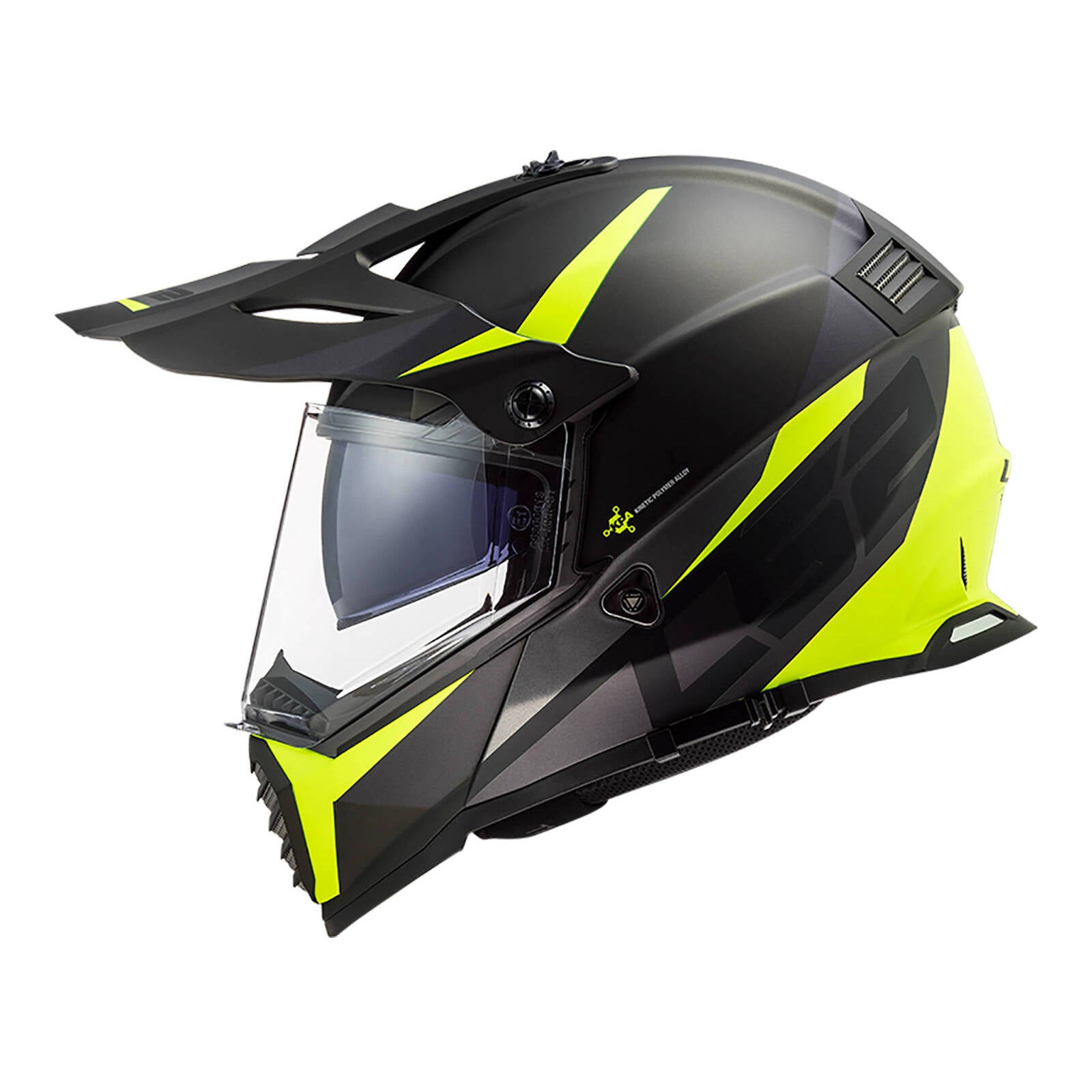 LS2 MX436 Pioneer Evo Router Helmet - Matte Black / Hi-Vis Yellow