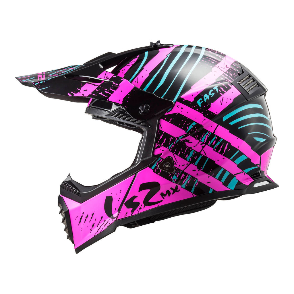 LS2 MX437 Fast Evo Verve Helmet - Black / Fluro Pink