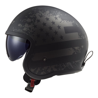 LS2 OF599 Spitfire II Flag Helmet - Matte Black 06