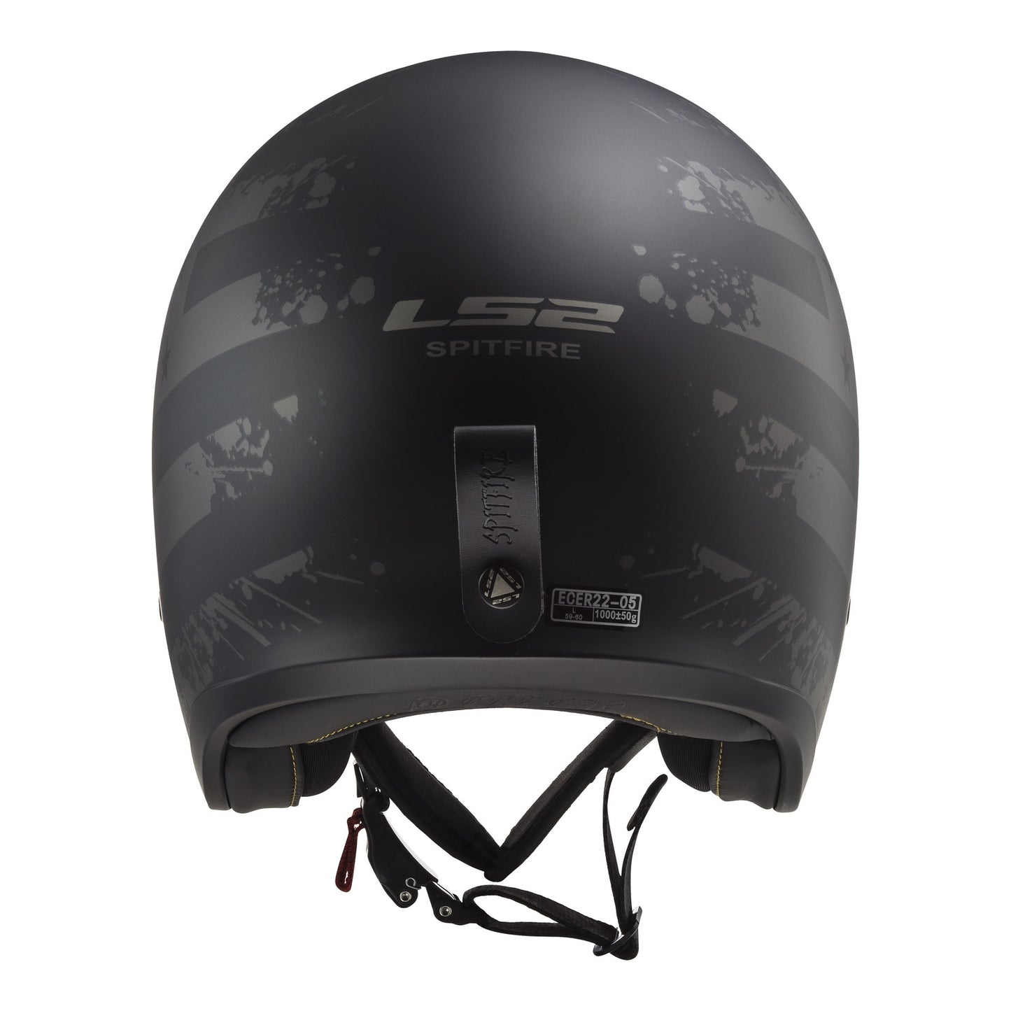 LS2 OF599 Spitfire II Flag Helmet - Matte Black 06
