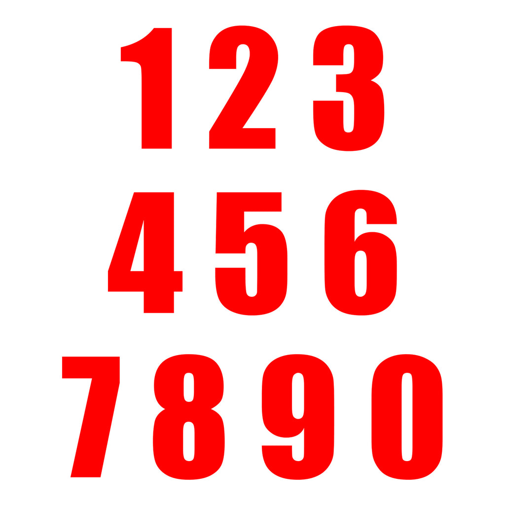 Whites Race Number - Red #0 (10 Pack)