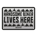 Oxford Garage Metal Sign: Handsome Biker Lives Here