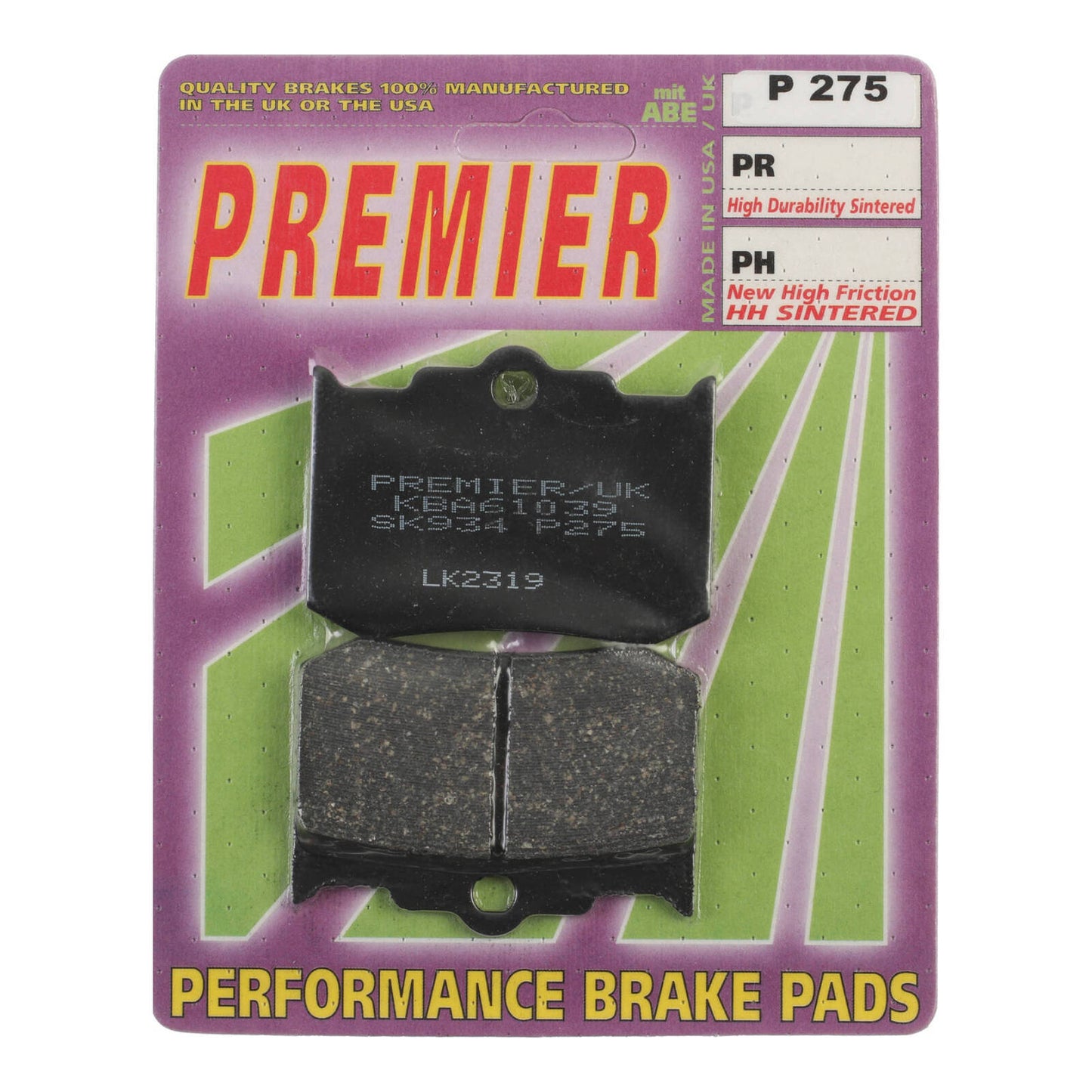 Premier Brake Pads - P Organic Standard