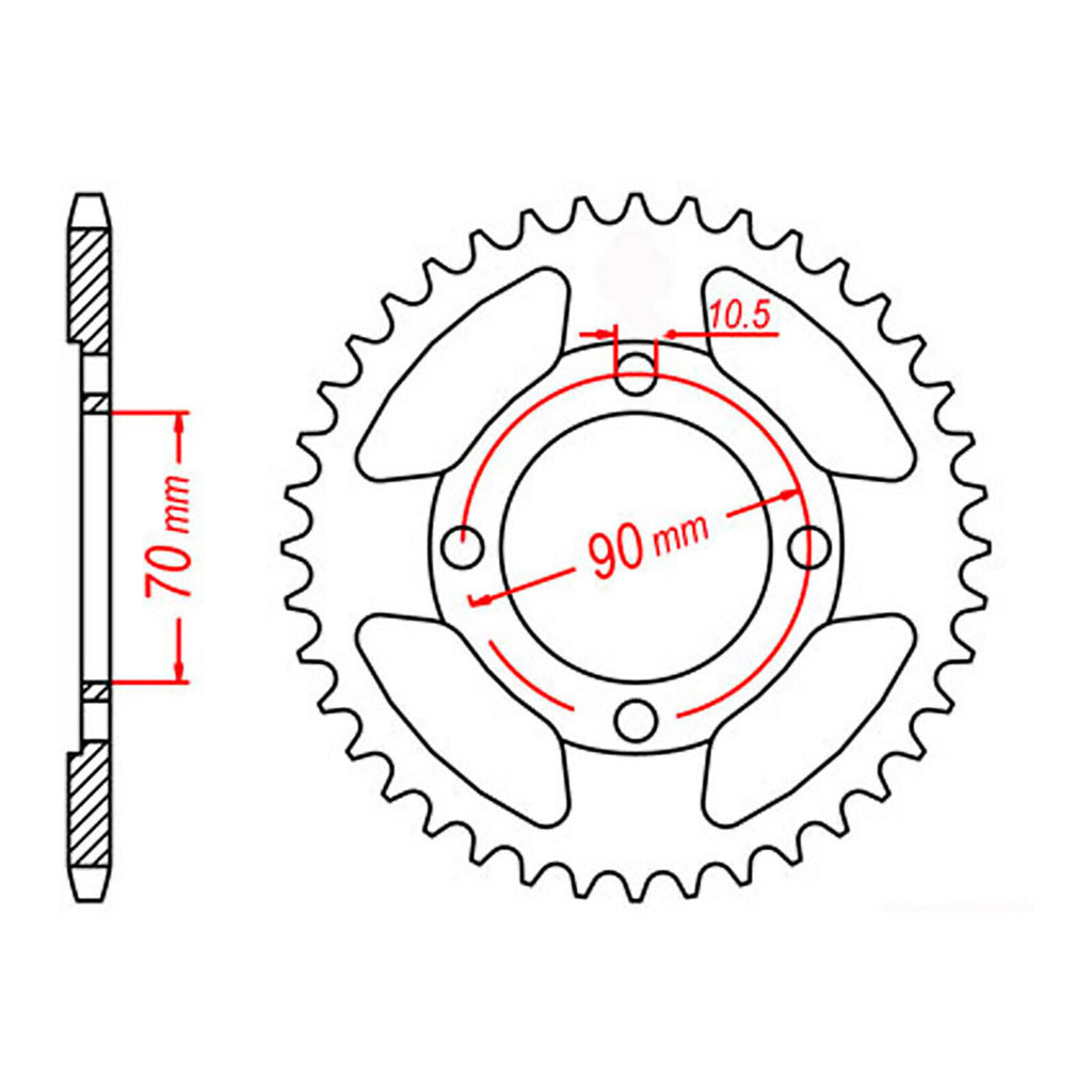 Sprocket Kit Honda CT110 - Single ratio/70mm Cntr (X) - 428H 15/45