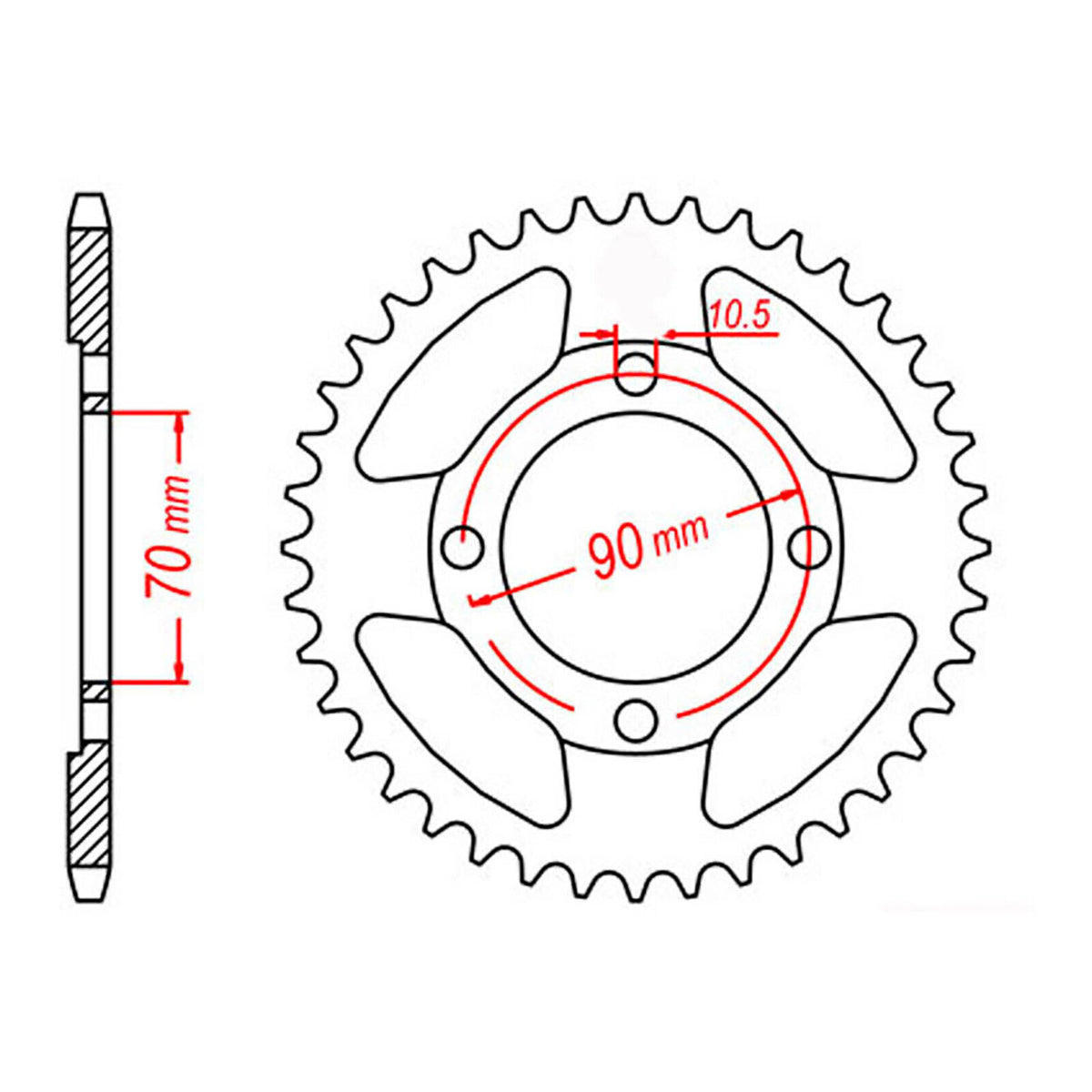 Sprocket Kit Honda CT110 - Single ratio/70mm Cntr (X) - 428H 15/45