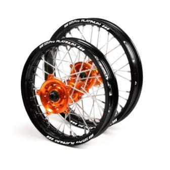 WHEEL SET SM PRO FRONT & REAR ORANGE HUBS BLACK RIMS KTM 85SX 12-20