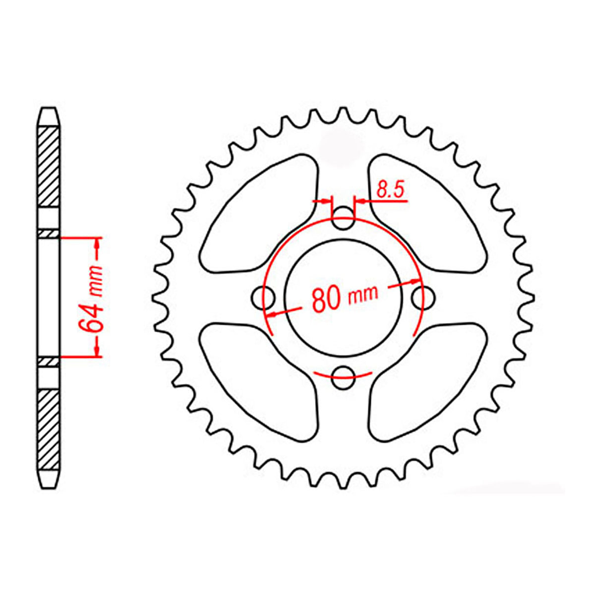 MTX 834 Steel Rear Sprocket #420