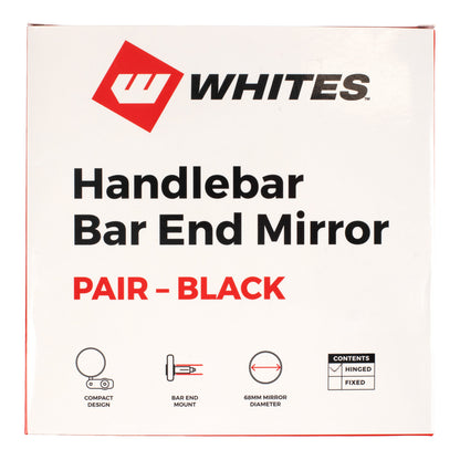 Whites Handlebar Bar End Mirrors Pair - Hinged - Black