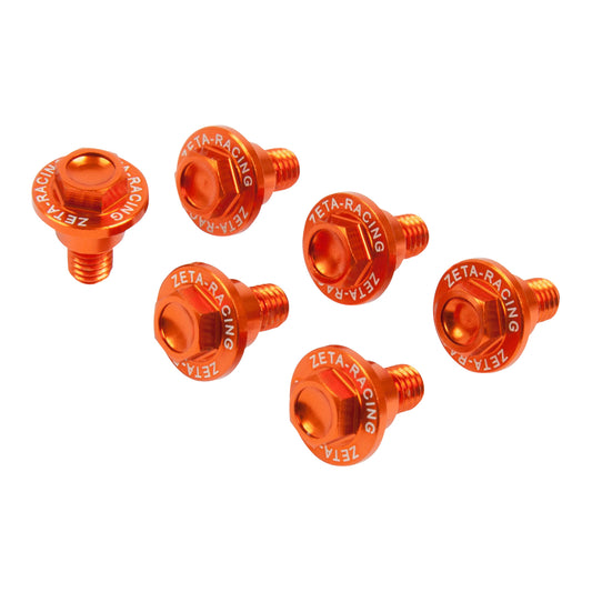 Zeta Fork Guard Bolt Set (6-Piece) - KTM / Husqvarna - Orange