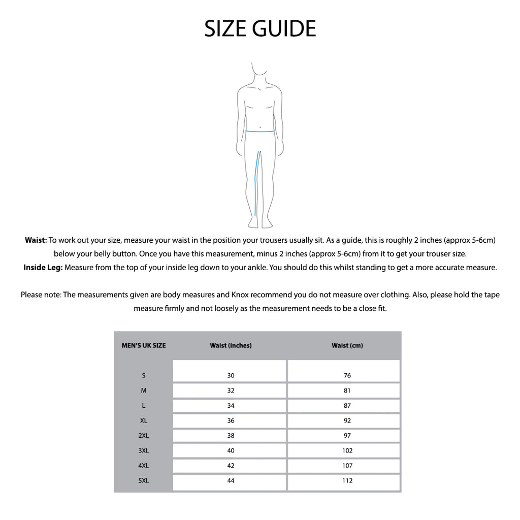 KNOX Size Chart - Mens Pants