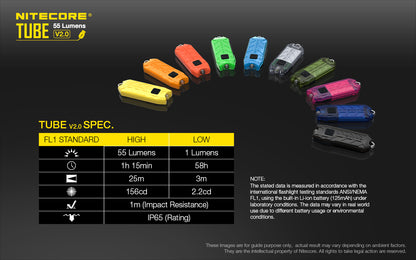 NITECORE TUBE V2 LED KEY CHAIN FLASHLIGHT BLACK