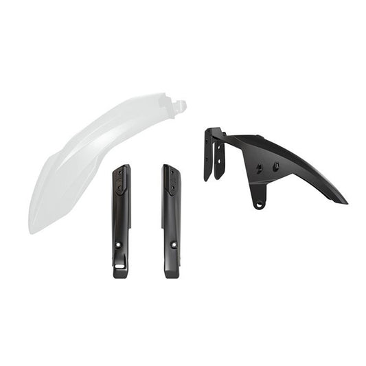 PLASTICS RTECH 3 PIECE FRONT FENDER & FORK WHITE BLACK YAMAHA XT700Z TENERE 19-ON